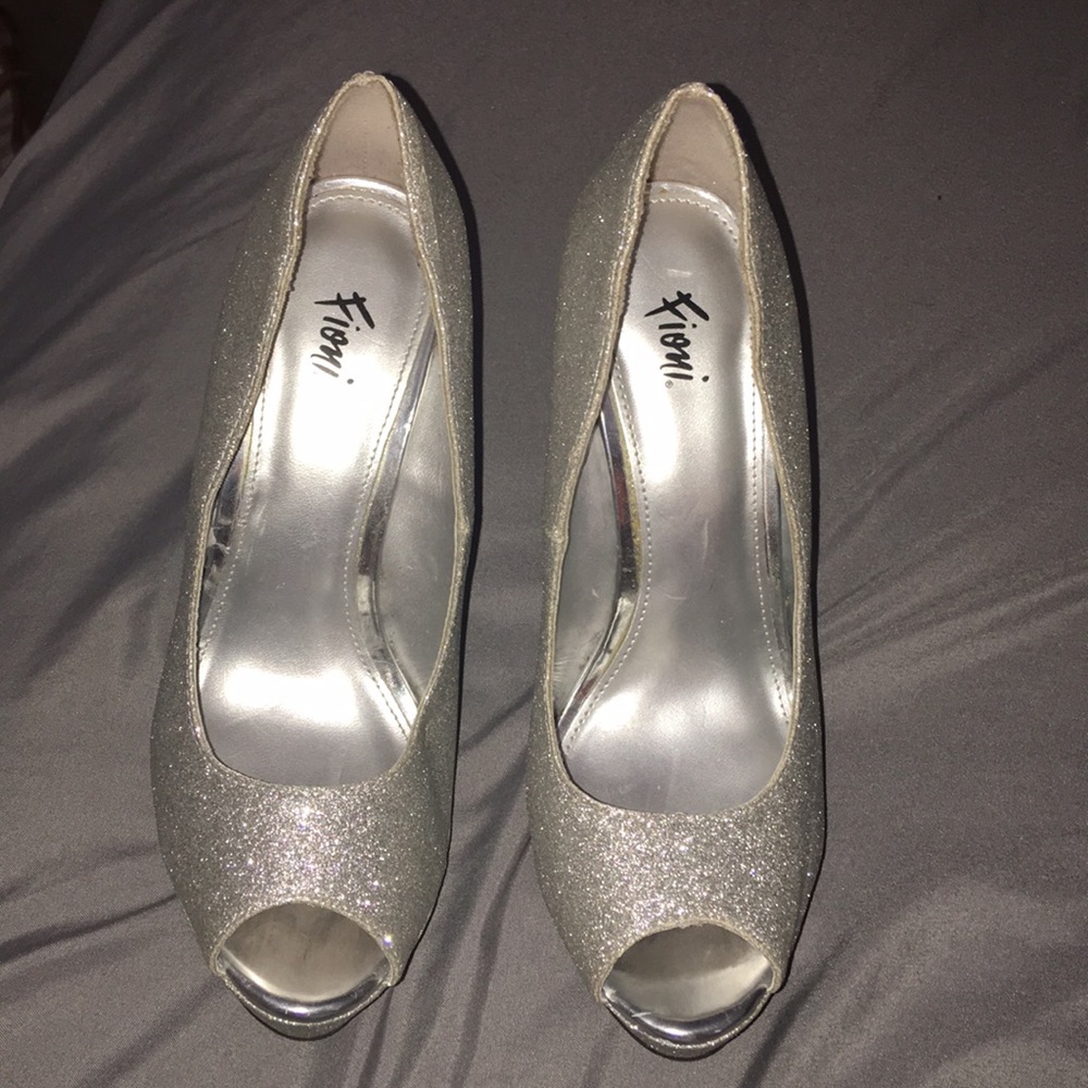 Sparkle silver heels.